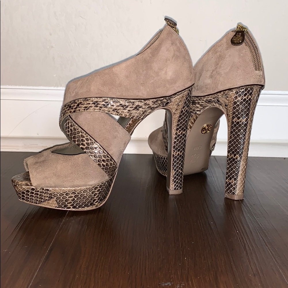 Tory Burch Waverly Suede and Snakeskin High Heels